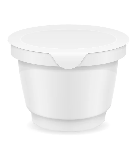 Witte plastic container van yoghurt of ijs vector illustrati — Stockvector