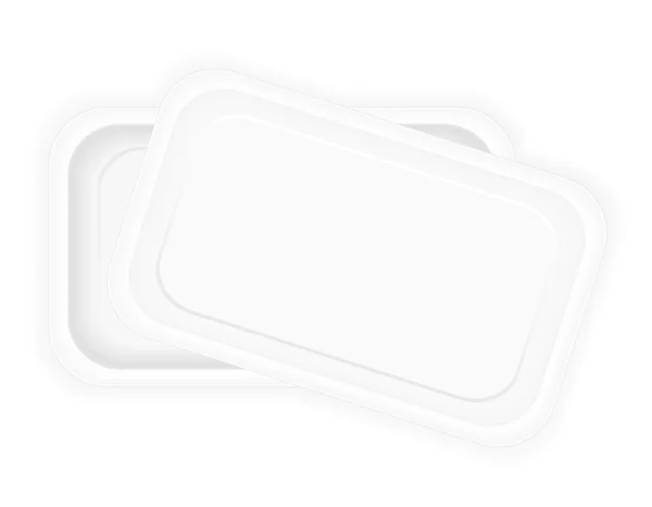 Biały plastikowy pojemnik opakowań dla żywności ilustracji wektorowych — Wektor stockowy