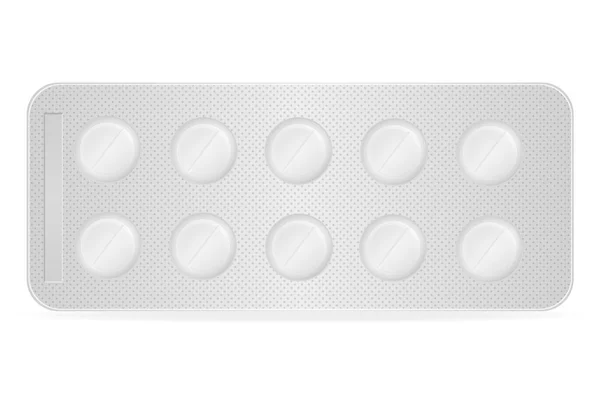 Pílulas médicas no pacote para ilustração do vetor de tratamento —  Vetores de Stock