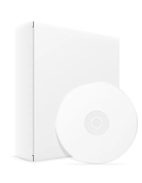 Cd blanco y dvd bisk caja de embalaje vector ilustración — Vector de stock