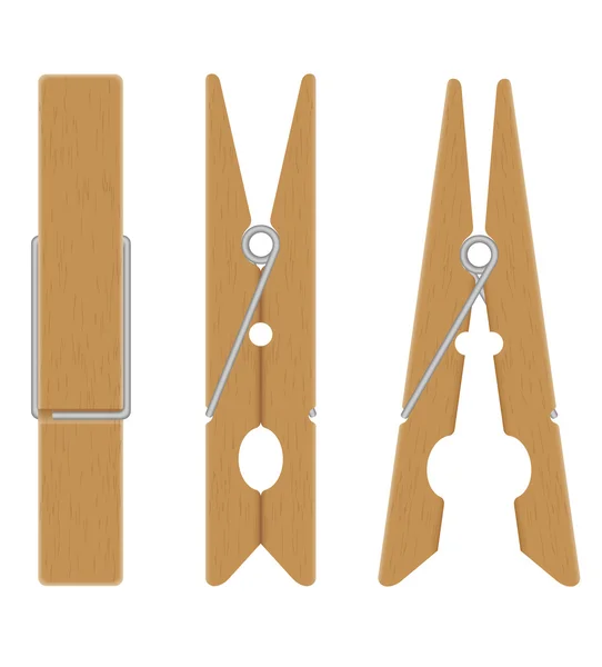 Fából készült clothespins vektoros illusztráció — Stock Vector