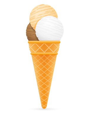 ice cream balls in waffle cone vector illustration