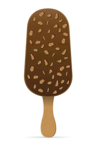 Helado con glaseado de chocolate en la ilustración de vectores palo — Vector de stock