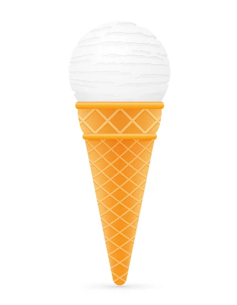 Ice cream ball in waffle cone vector illustration — 스톡 벡터