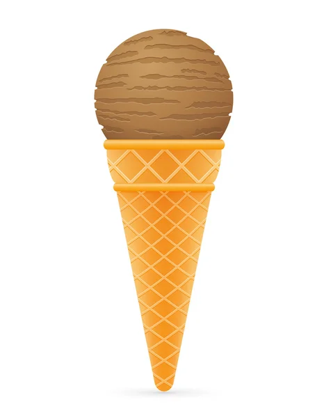 Ice cream ball in waffle cone vector illustration — ストックベクタ