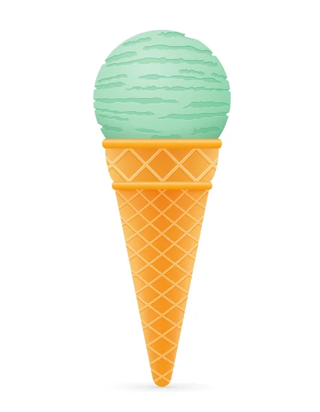 Ice cream ball in waffle cone vector illustration — ストックベクタ