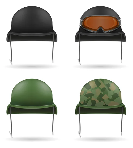 Set icônes casques militaires illustration vectorielle — Image vectorielle