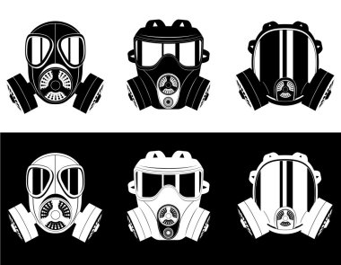 icons gas mask black and white vector illustration clipart