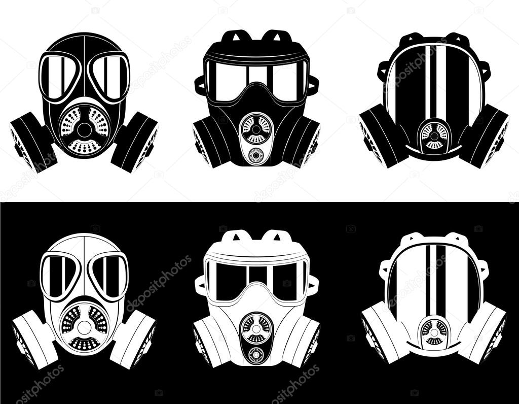 icons gas mask black and white vector illustration