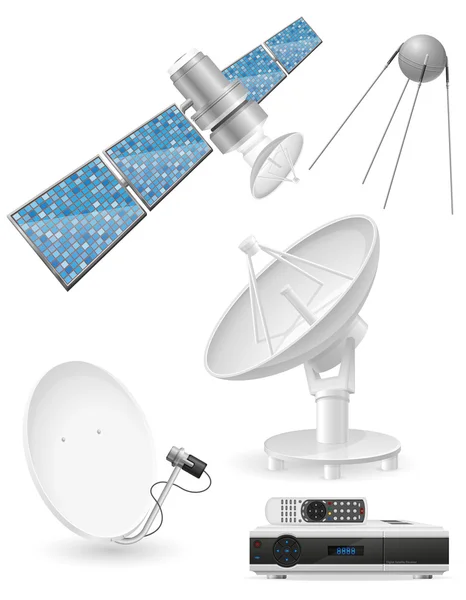 Set icônes diffusion par satellite illustration vectorielle — Image vectorielle