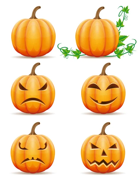 Set iconos halloween calabaza vector ilustración — Vector de stock