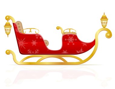 red christmas sleigh of santa claus vector illustration clipart