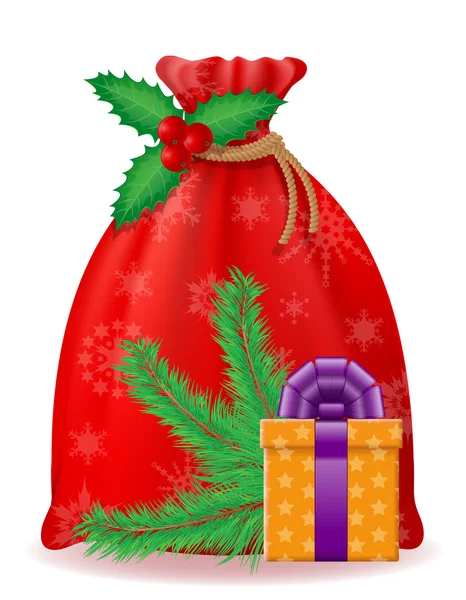 Rode christmas bag santa claus vectorillustratie — Stockvector