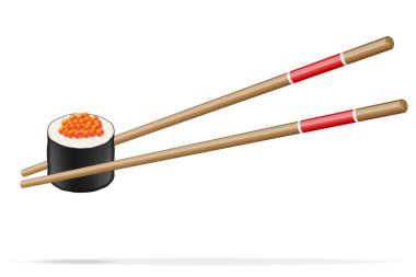 suşi ve chopsticks illüstrasyon vektör