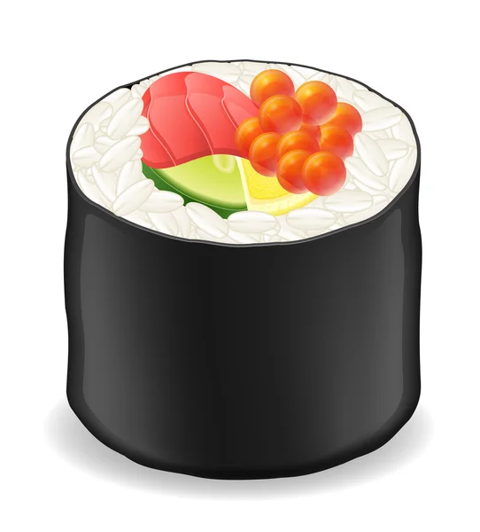 Sushi-Rollen in Algen Nori Vektor Illustration — Stockvektor