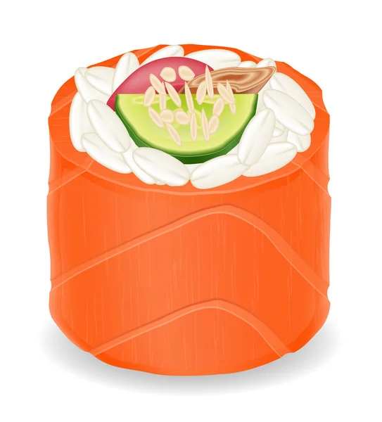 Sushi rolls in red fish vector illustration — Stock Illustration Sushi rolls in red fish vector illustration Stock Vector