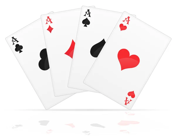 Playing cards aces of different suits vector illustration — Stock Vector