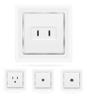 Beyaz arka planda izole edilmiş elektrik karikatürü stok vektör illüstrasyonu için elektrik prizi prizi