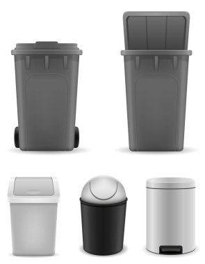 Çöp kovası geri dönüşüm kutusu çizgi film stok vektör çizimi beyaz arkaplanda izole