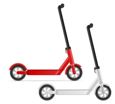 tekme scooter etkinlik sürüş çizgi film stok vektör illüstrasyonu beyaz arka planda izole