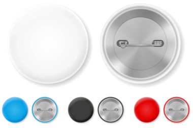 renkli rozet pin çizgi film stok vektör çizimi beyaz arkaplanda izole