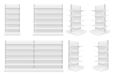 raf rafı beyaz arka planda izole edilmiş stok vektör ilüstrasyonu