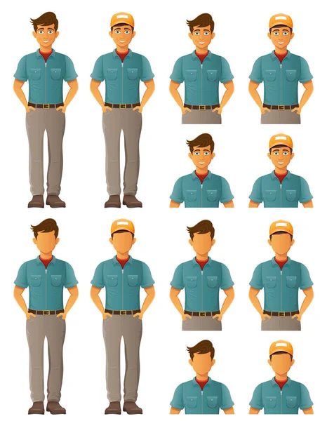 dağıtım hizmeti genç kurye karikatür stok vektör illüstrasyonu beyaz arka planda izole