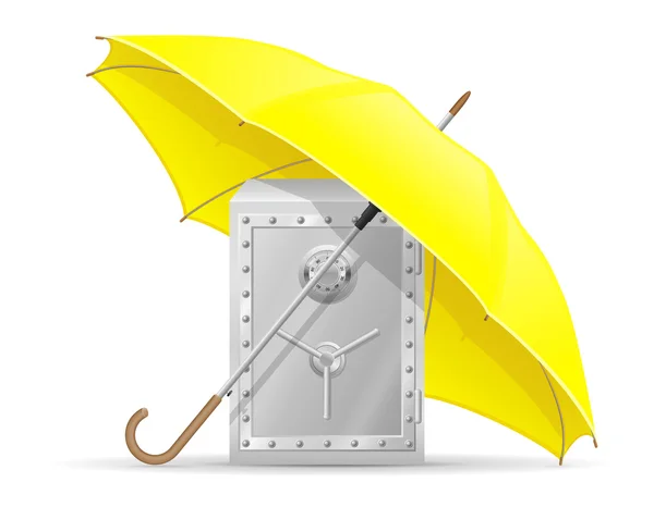 Concepto de seguro protegido y asegurado con dinero paraguas vector — Vector de stock