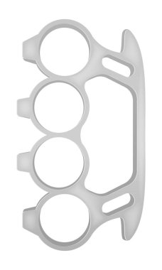 Metal muşta, yakın dövüş, kavga ve soygun için kullanılan bir arbede silahı. Beyaz arka planda izole edilmiş vektör illüstrasyonu.