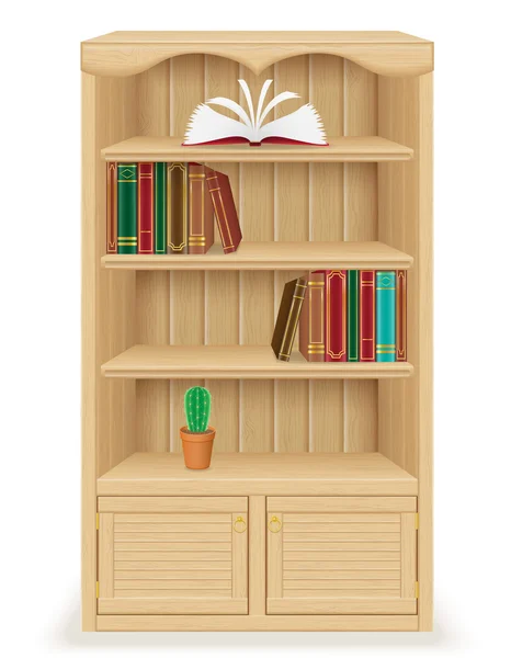 Muebles de librería de madera vector ilustración — Vector de stock