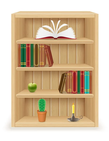 Bookshelf furniture made of wood vector illustration — Stock Vector