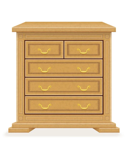 Old retro wooden furniture chest of drawers vector illustration — Stock Vector