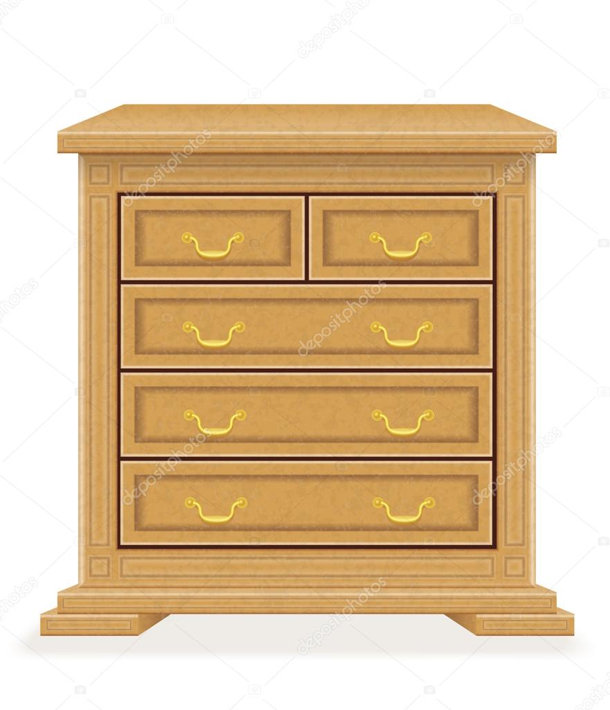 old retro wooden furniture chest of drawers vector illustration