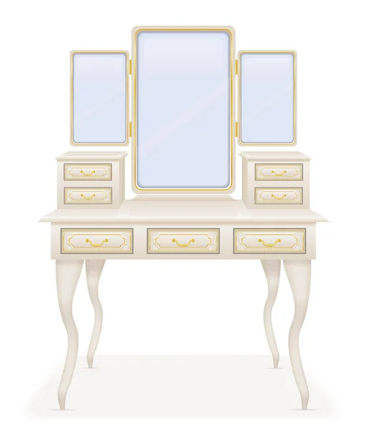 Vanity table old retro furniture vector illustration — Stock Vector