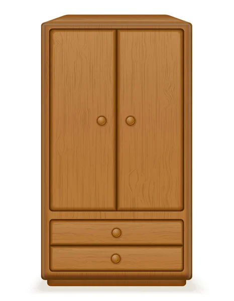 Old retro wooden furniture wardrobe vector illustration — Stock Vector