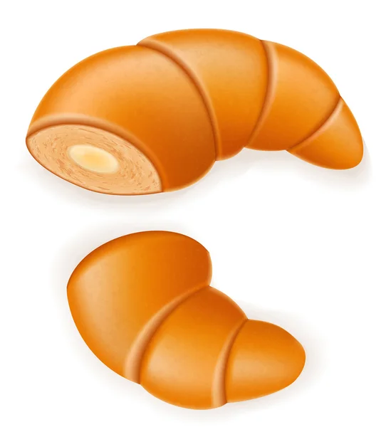 Knuspriges Croissant mit gebrochener Sahne oder Kondensmilchfüllung — Stockvektor