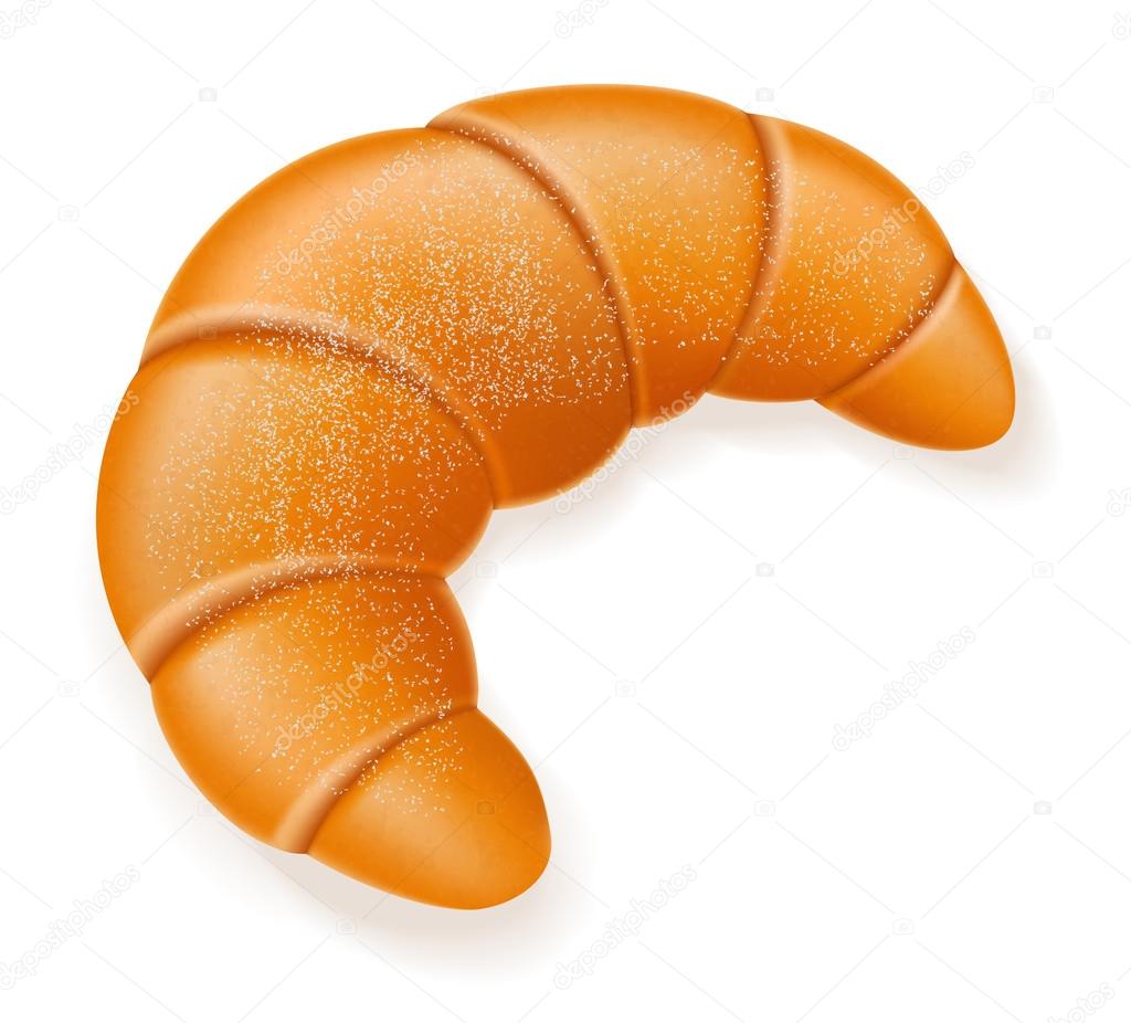 crispy croissant sprinkled with powdered sugar vector illustrati