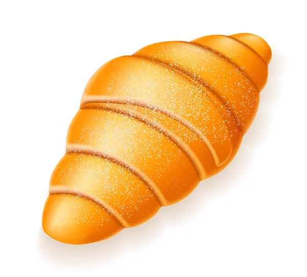 Croissant crujiente espolvoreado con el vector de azúcar en polvo illustrati — Vector de stock