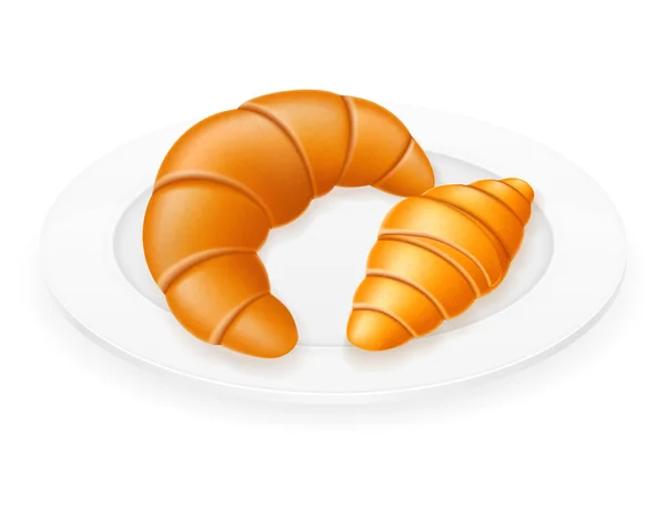 Croissants couchés sur une plaque vectorielle illustration — Image vectorielle