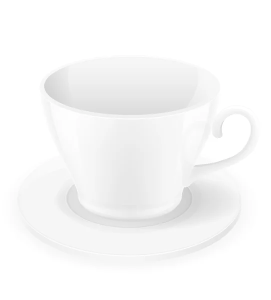 Taza de porcelana y vector platillo ilustración — Vector de stock