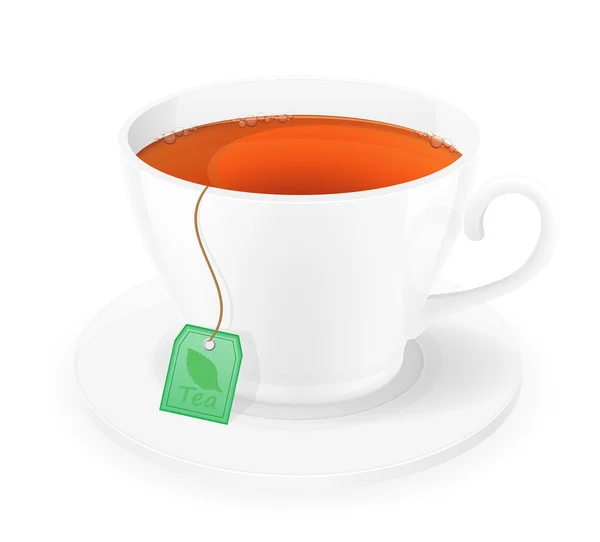 Tasse de thé en porcelaine en paquet avec illustration vectorielle en corde — Image vectorielle