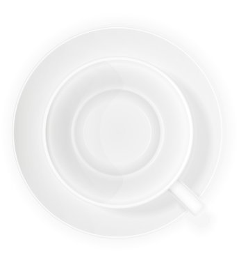 Porselen kupa ve fincan tabağı üstten görünüm vektör çizim