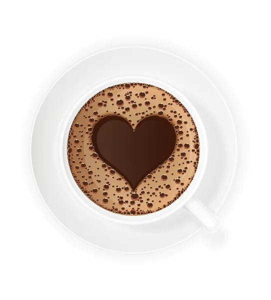 Taza de crema de café y símbolo de corazón vector ilustración — Vector de stock
