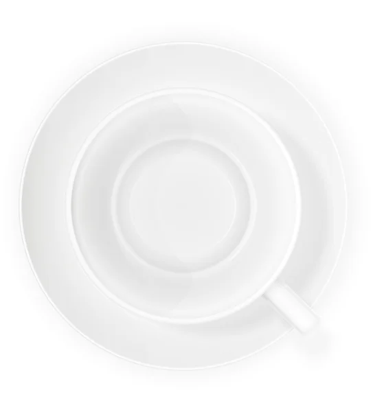 Porselen kupa ve fincan tabağı üstten görünüm vektör çizim — Stok Vektör