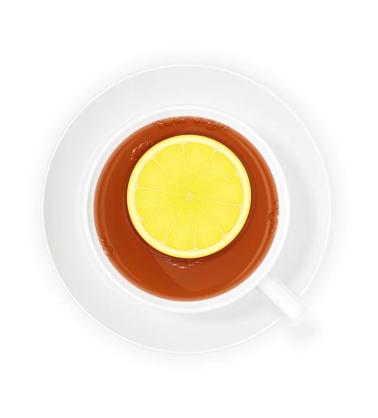 Porcelanowa filiżanka herbaty z cytryną ilustracji wektorowych — Wektor stockowy