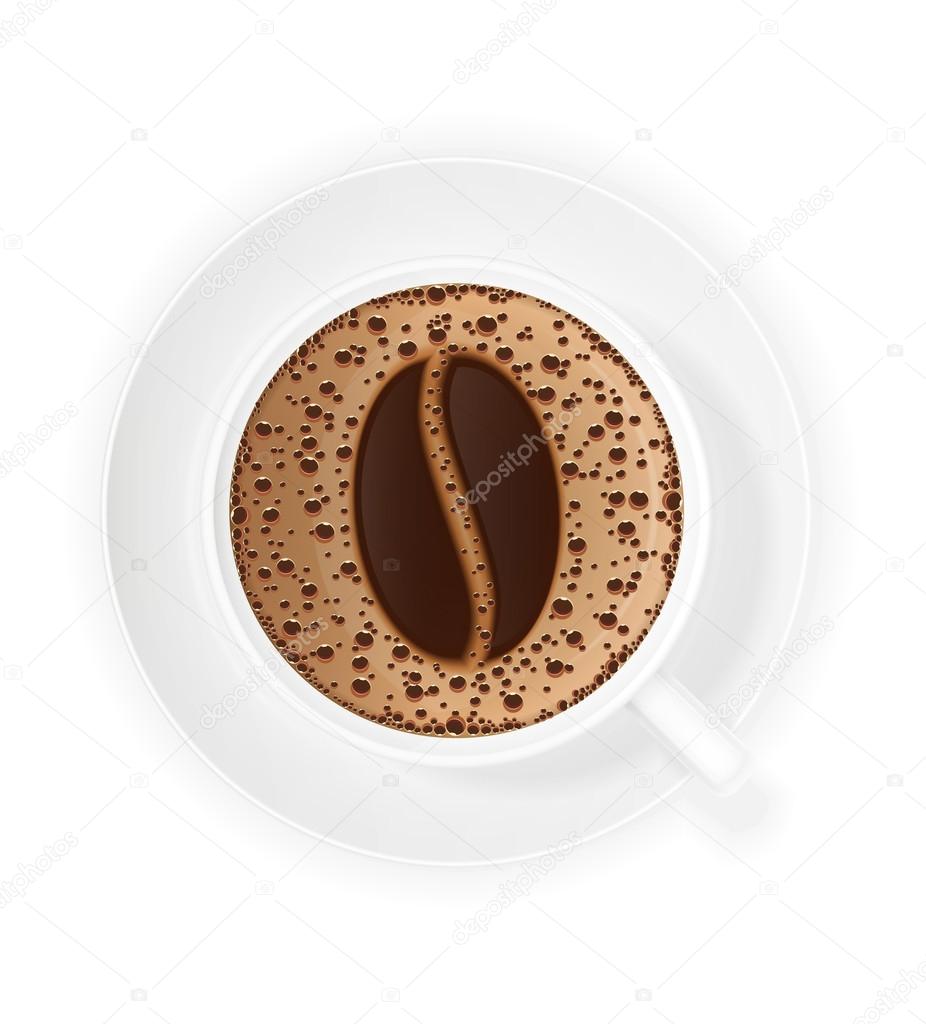 cup of coffee crema and symbol beans vector illustration