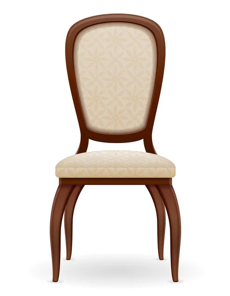 Houten stoel met beklede rugleuning en zetels vector ziek meubilair — Stockvector