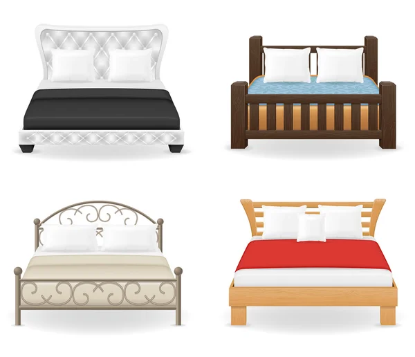 Set iconos muebles cama doble vector ilustración — Archivo Imágenes Vectoriales