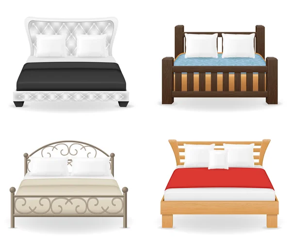 Set Icons Möbel Doppelbett Vektor Illustration — Stockvektor