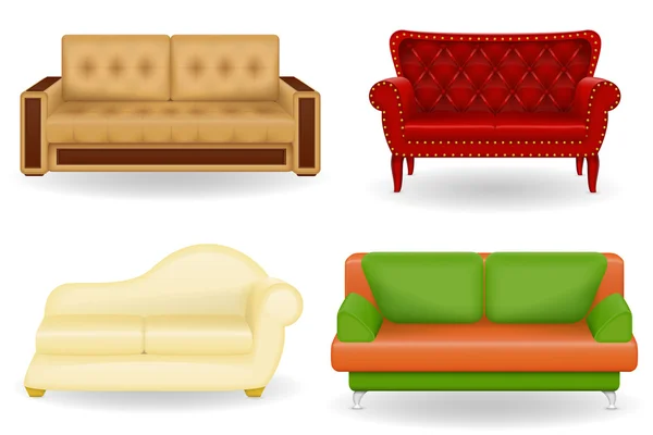 Set Icons Möbel Sofa Vektor Illustration — Stockvektor